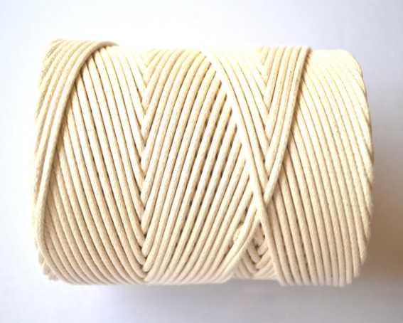 Cordão algodão encerado 1.5 mm - Cru - Rolo 100 metros